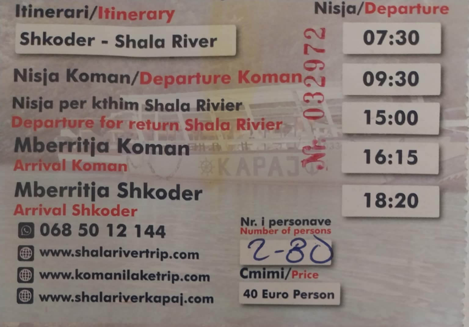 Komani-t� t�ra - szervezett kir�ndul�sunk itinere, reggel f�l 8-kor indultunk Shkoderb�l �s este negyed 7-re �rt�nk vissza