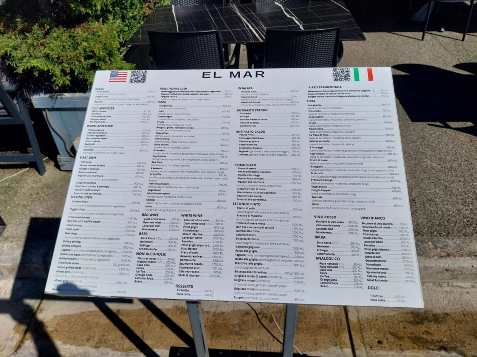 Vlora tterem rak - a helyi, partmenti El Mar tterem megllttblja, tlapja 2025 szeptember 22-n